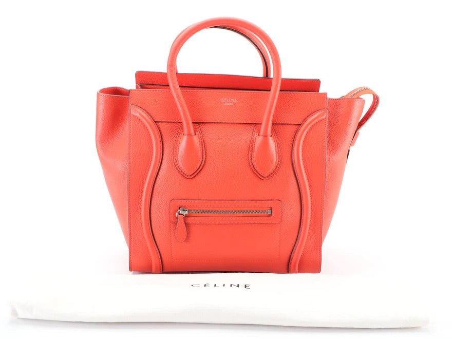 Celine Phantom Luggage Tote in Orange Grained Leather