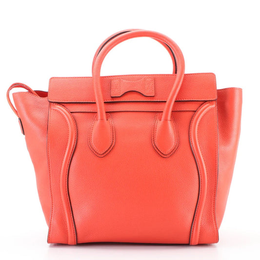 Céline Phantom Luggage Tote in Orange Grained Leather