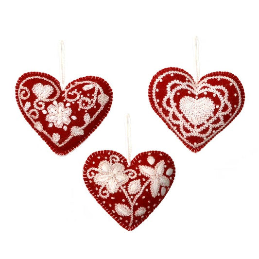 Embroidered Heart Ornament