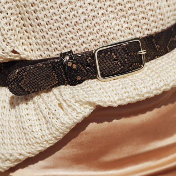 Carin | metallic snake print leather belt