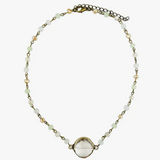 Crystals and Stone Necklace w/ round crystal