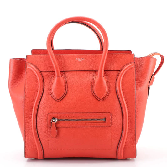 Céline Phantom Luggage Tote in Orange Grained Leather